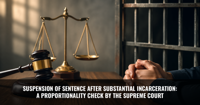 Read more about the article Suspension of Sentence After Substantial Incarceration: A Proportionality Check by the Supreme Court
